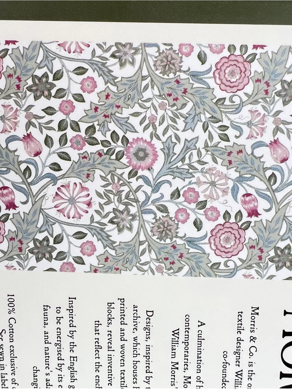 William Morris Bath Towels Floral Print Green Blue Pink Velour Cotton 2 Pc NEW